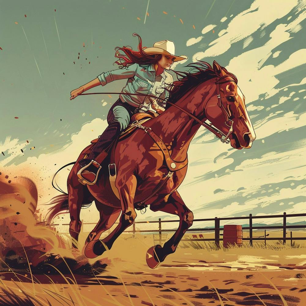 Cowgirl Riding A Horse 2