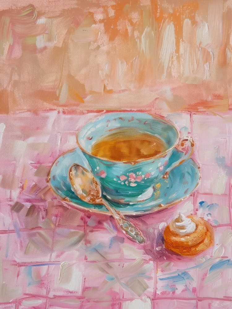 Pink Breakfast Food Tea And Biscuits 3