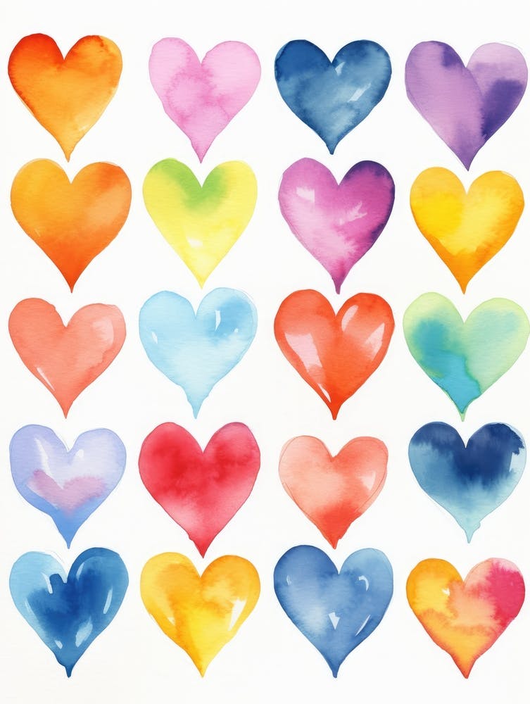 Watercolor Hearts 3