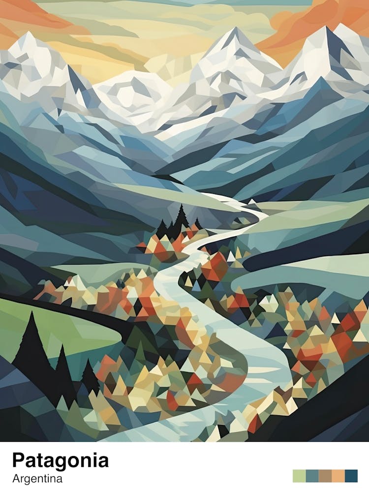 Patagonia, Argentina View   Geometric Vector Illustration 3 Poster