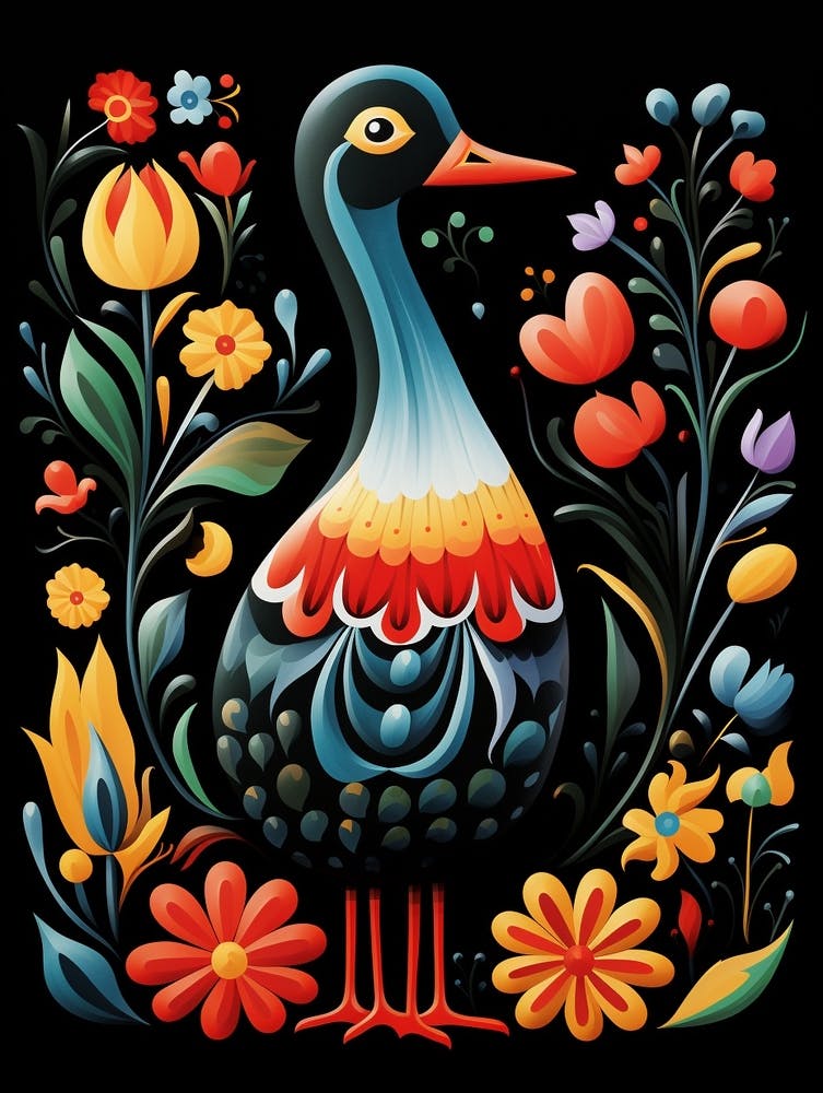Folk Bird Illustration Duck 3