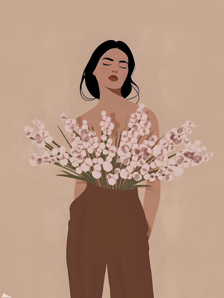 Woman Holding Flowers 1