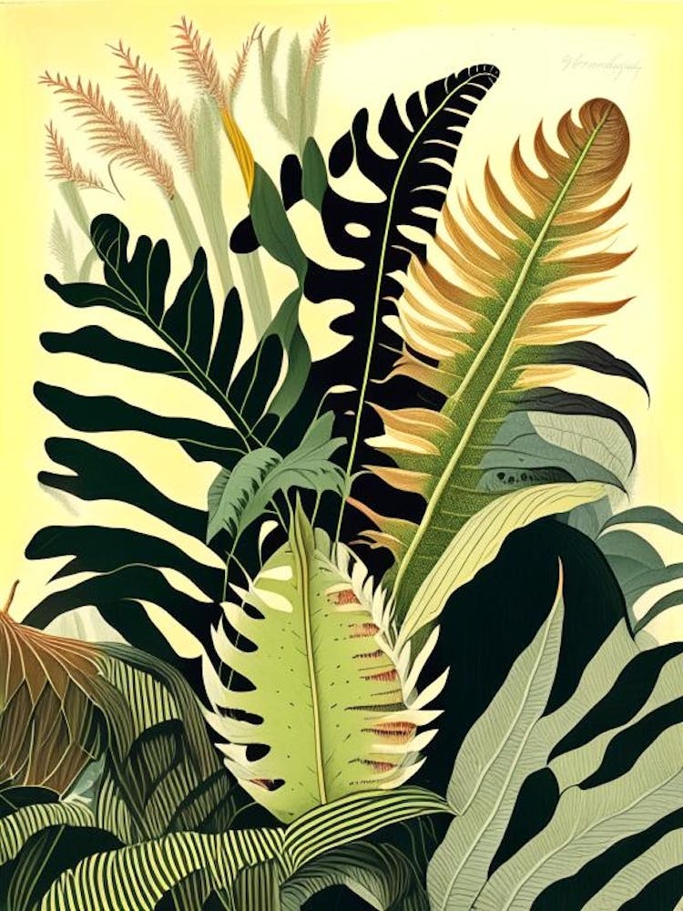Kletternder Vogelnestfarn Rousseau inspiriert