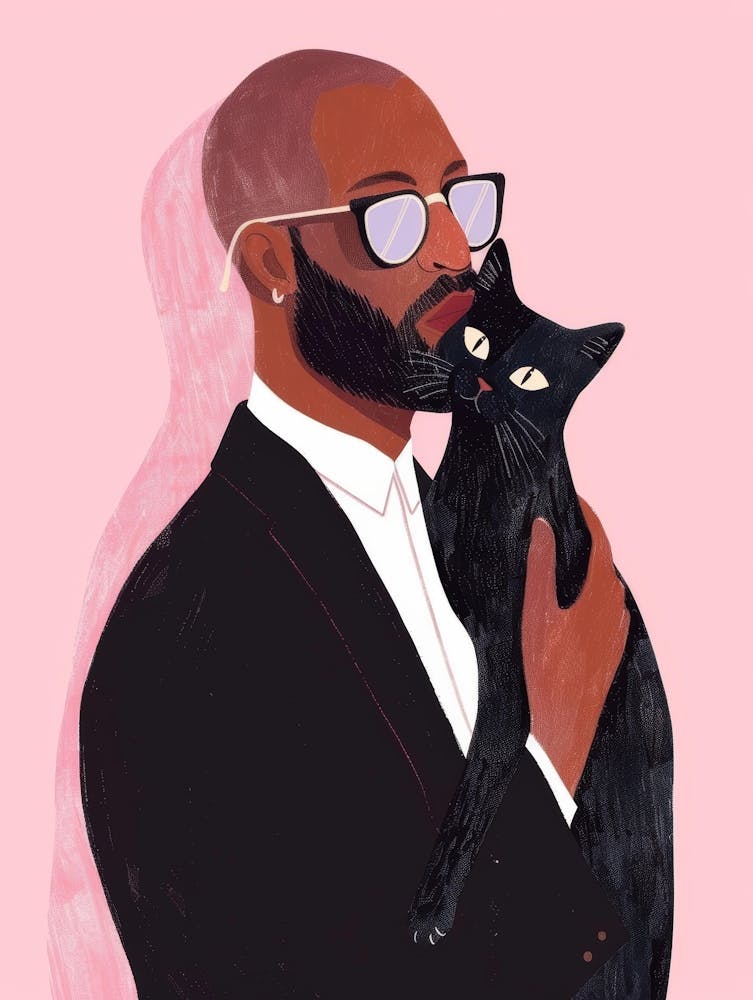 Black Man With Cat
