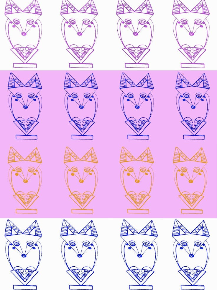 Wolf and Friends- Multicolor Pattern