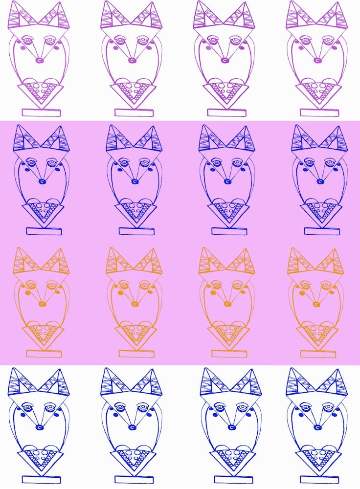 Wolf and Friends- Multicolor Pattern