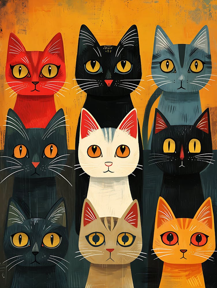 Beautiful Painting Funky Cats 9
