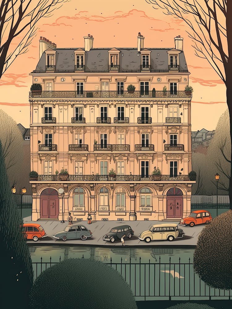 Paris France Travel Illustration 1