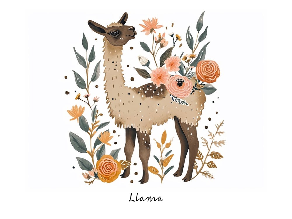 Little Floral Llama 2 Poster