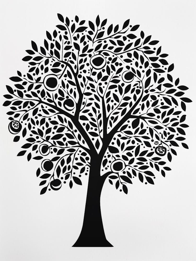 Orange Tree Simple Geometric Nature Stencil 1 1