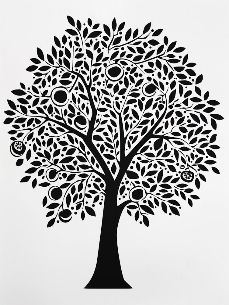 Orange Tree Simple Geometric Nature Stencil 1 1