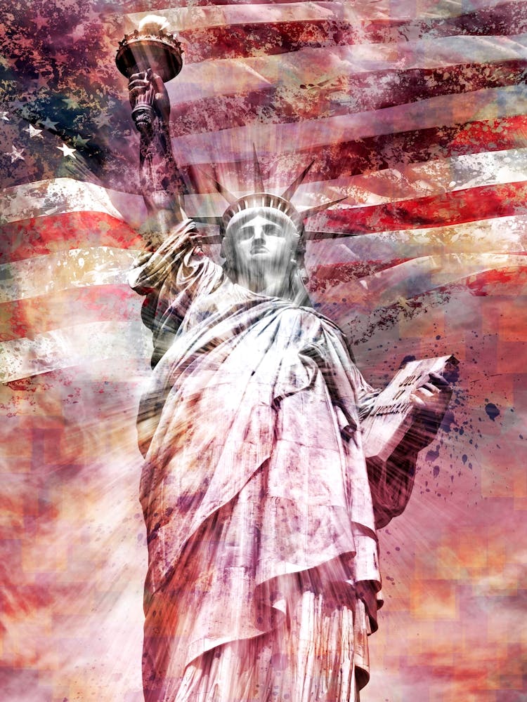 MODERN ART RED Statue Of Liberty