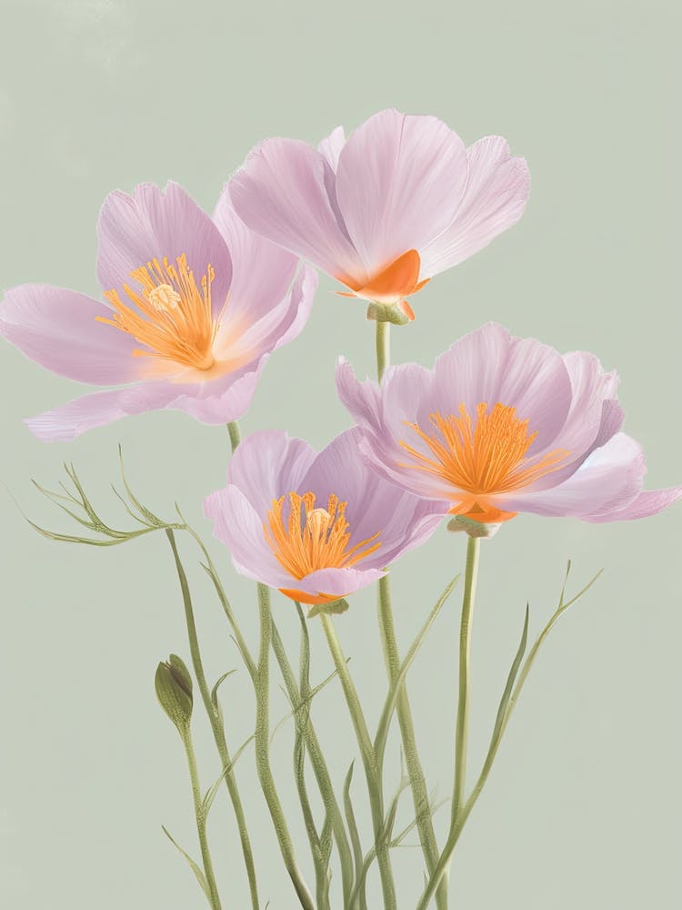 Crocus Flowers Acrylic Painting In Pastel Colours 1