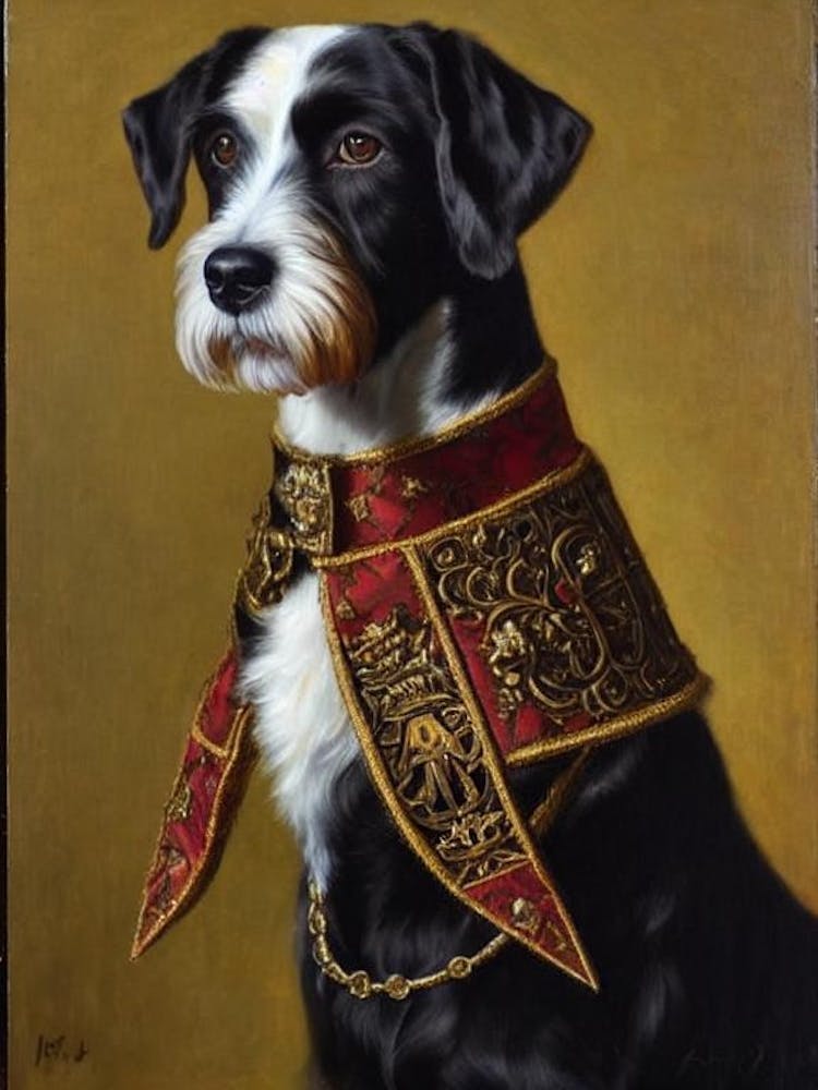 Pointer (German Wirehaired)  Renaissance Portrait Oil Painting