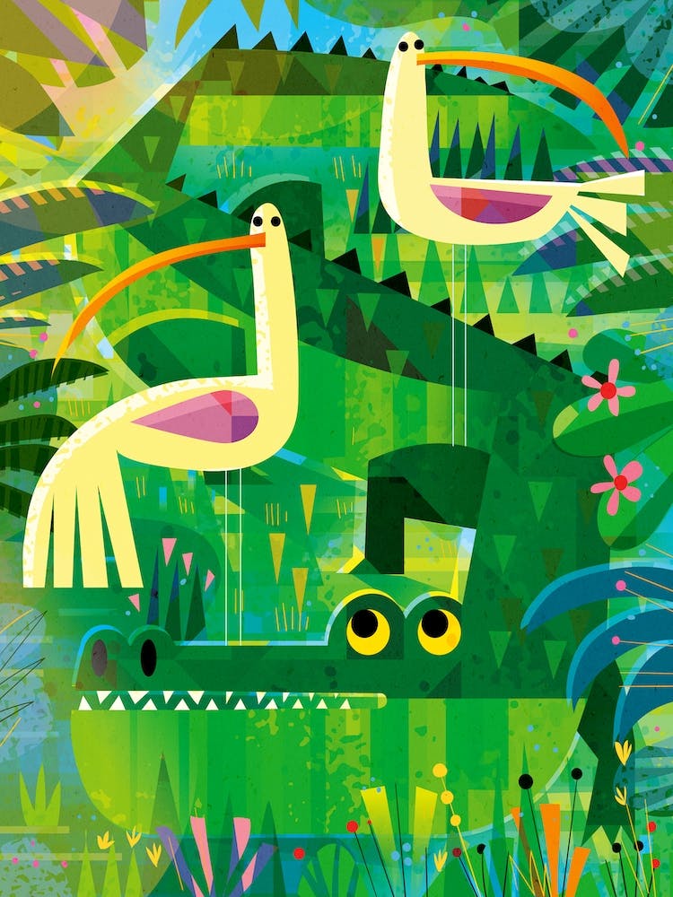 Croc With Pesky Birds