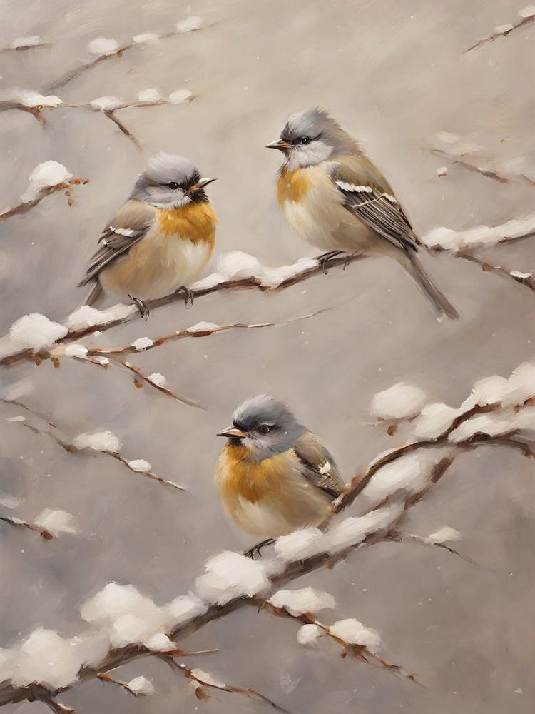 Three Birds In The Snow