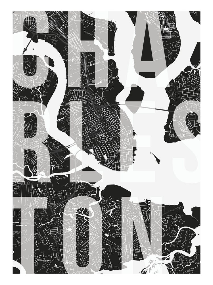 Charleston Mono Street Map Text Overlay