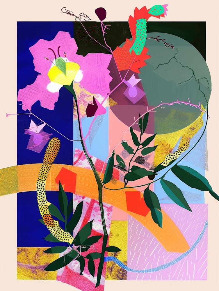 Veronica 4 Neon Blumen Collage