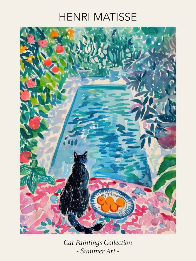 Henri Matisse Black Cats Oranges Pool Summer Painting