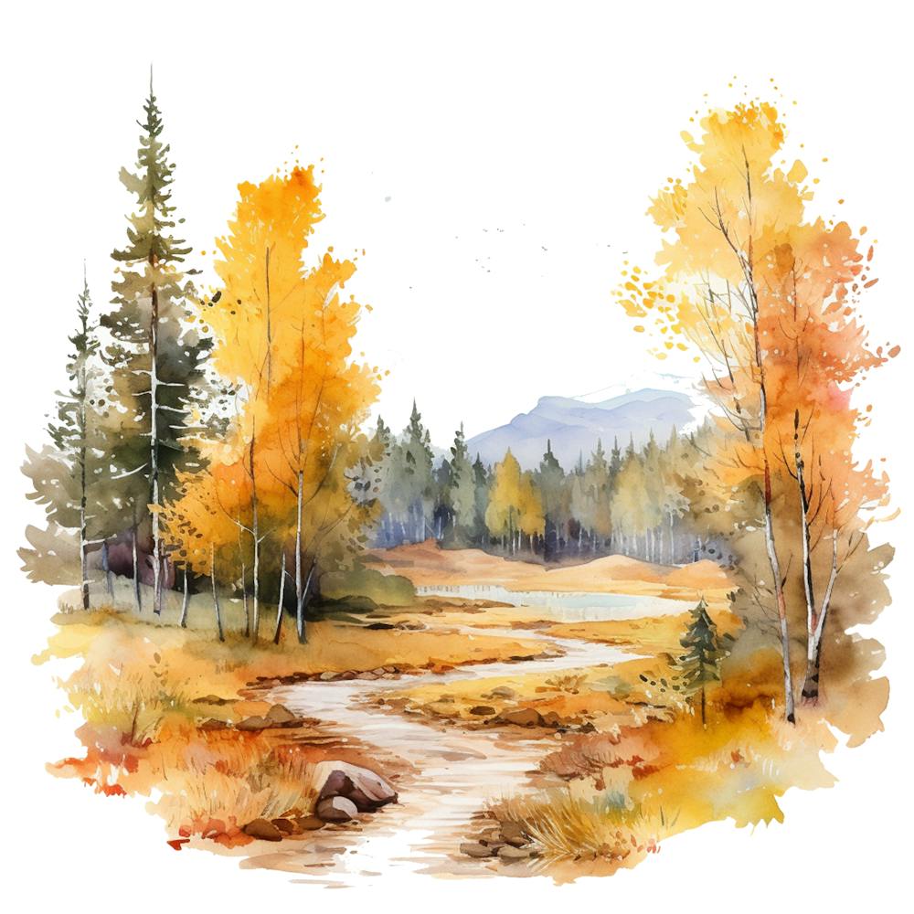 Watercolor Autumn Forest 7