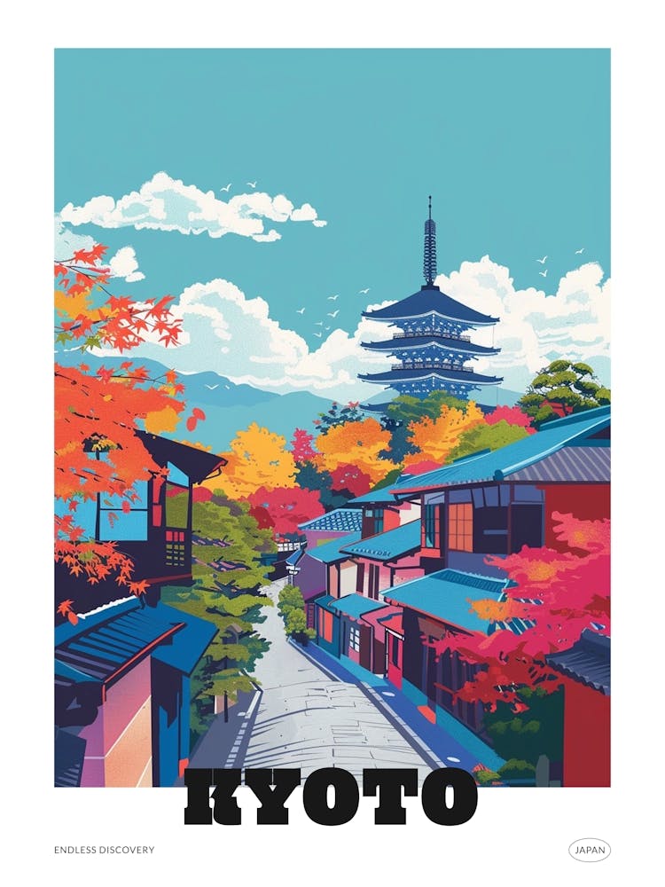 Kyoto Japan 4 Colourful Travel Poster