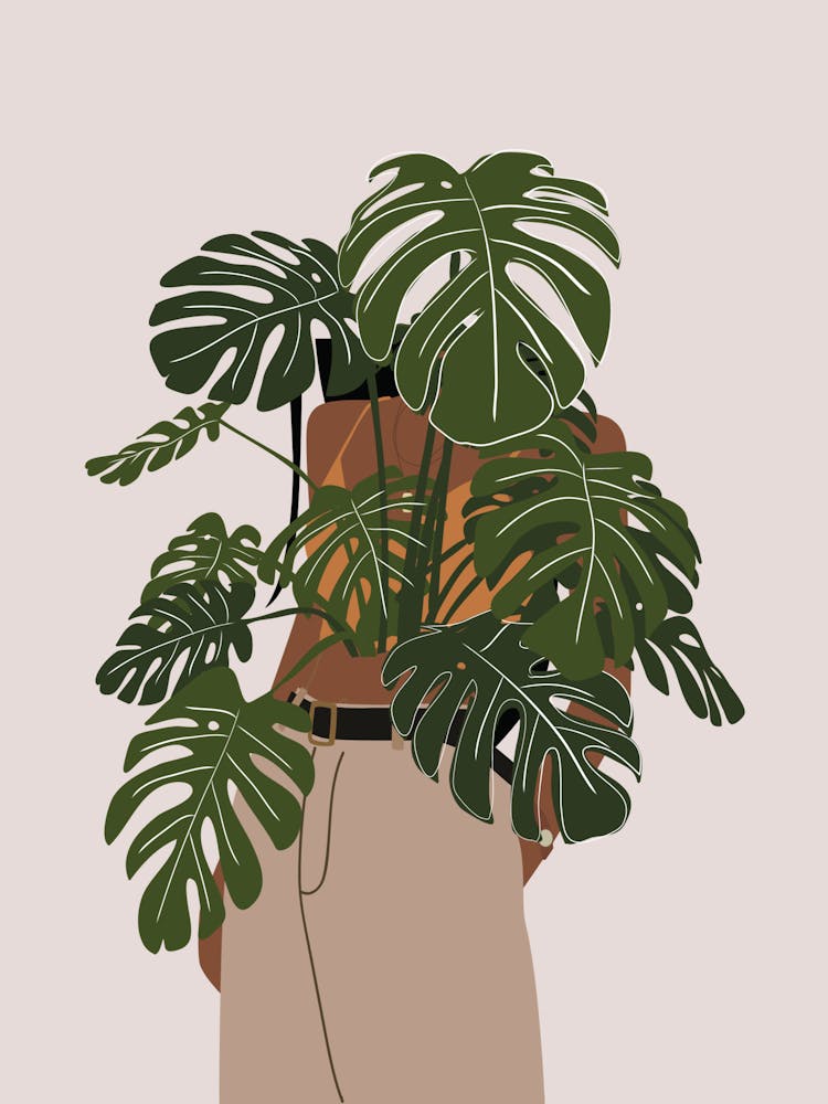 Plant Lady Print | Boho Mid Century Modern Faceless Plant Lady