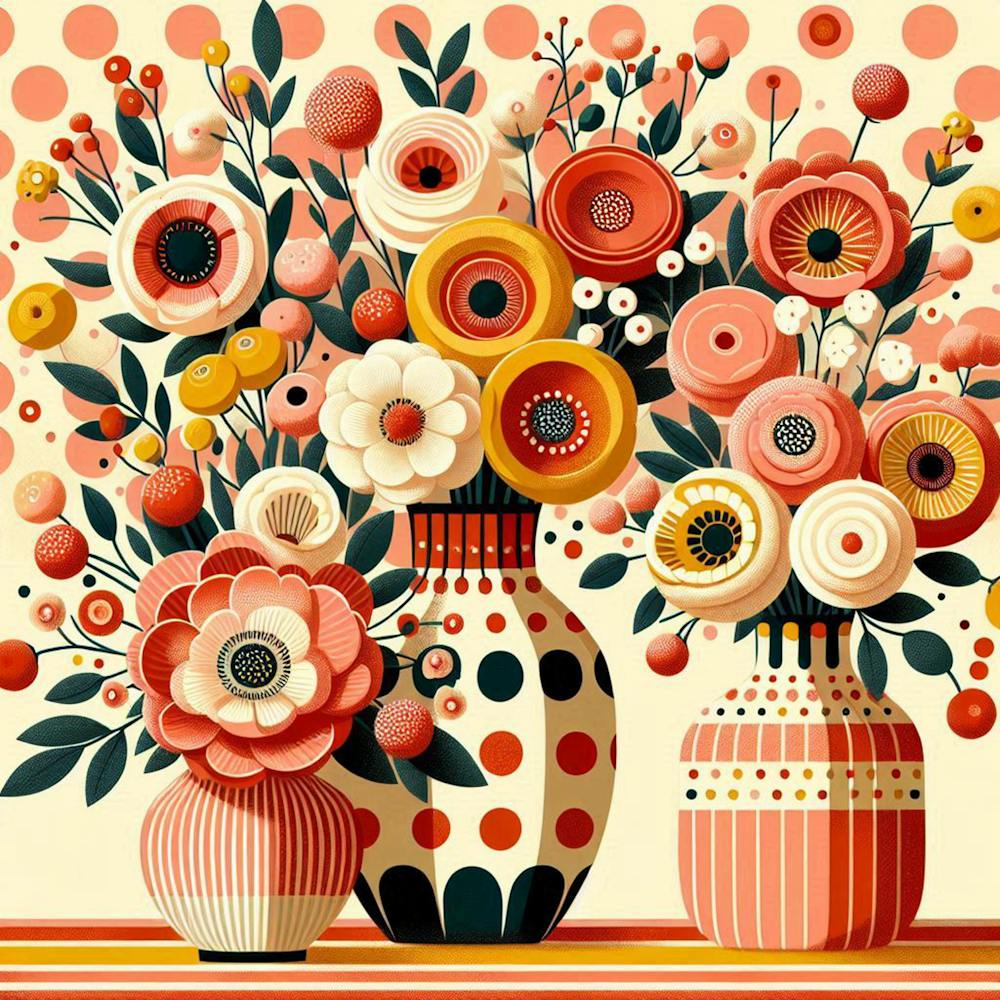 Coral And Yellow Flowers In A Vase 1