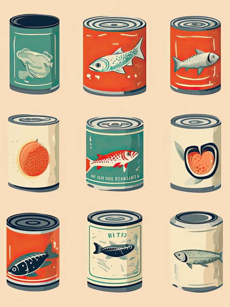 Vintage Tinned Fish, Sardines Illustration 3