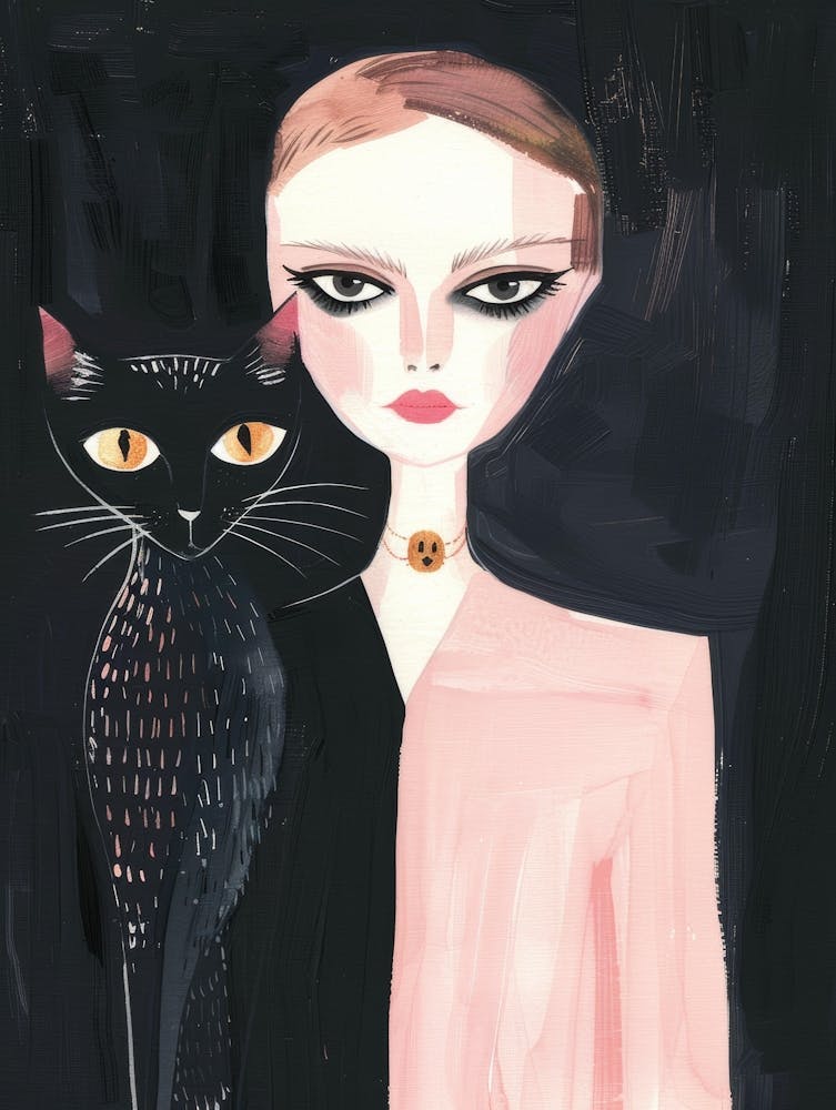 Black Cat And Woman 1