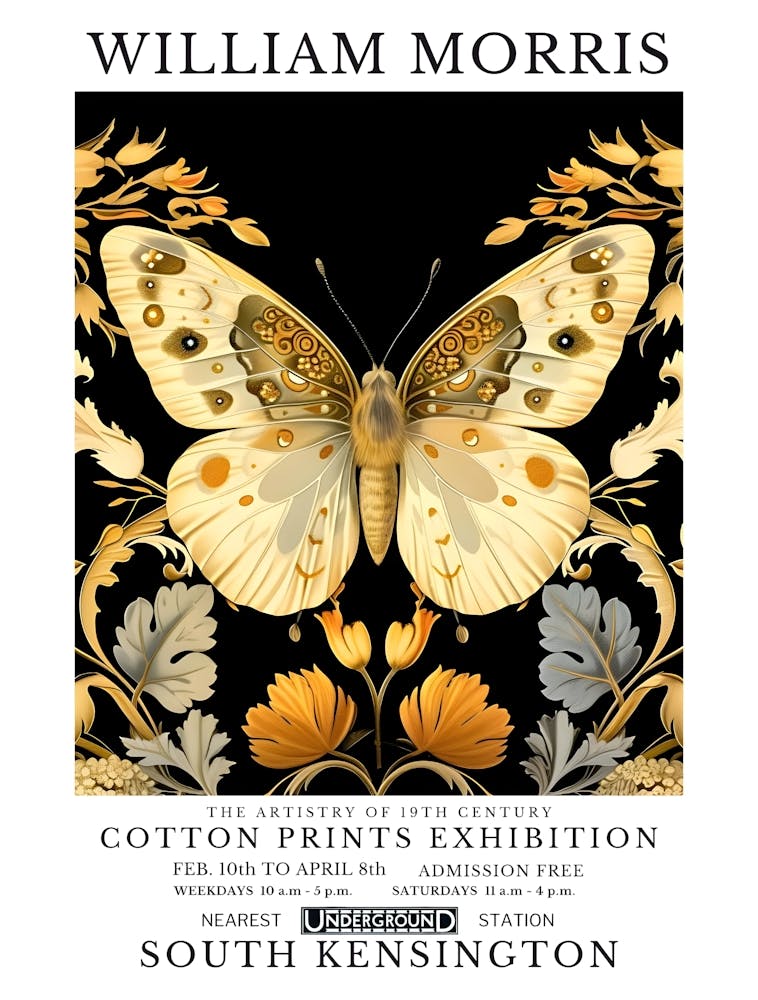 William Morris - Cotton Prints Exhibition butterfly 5