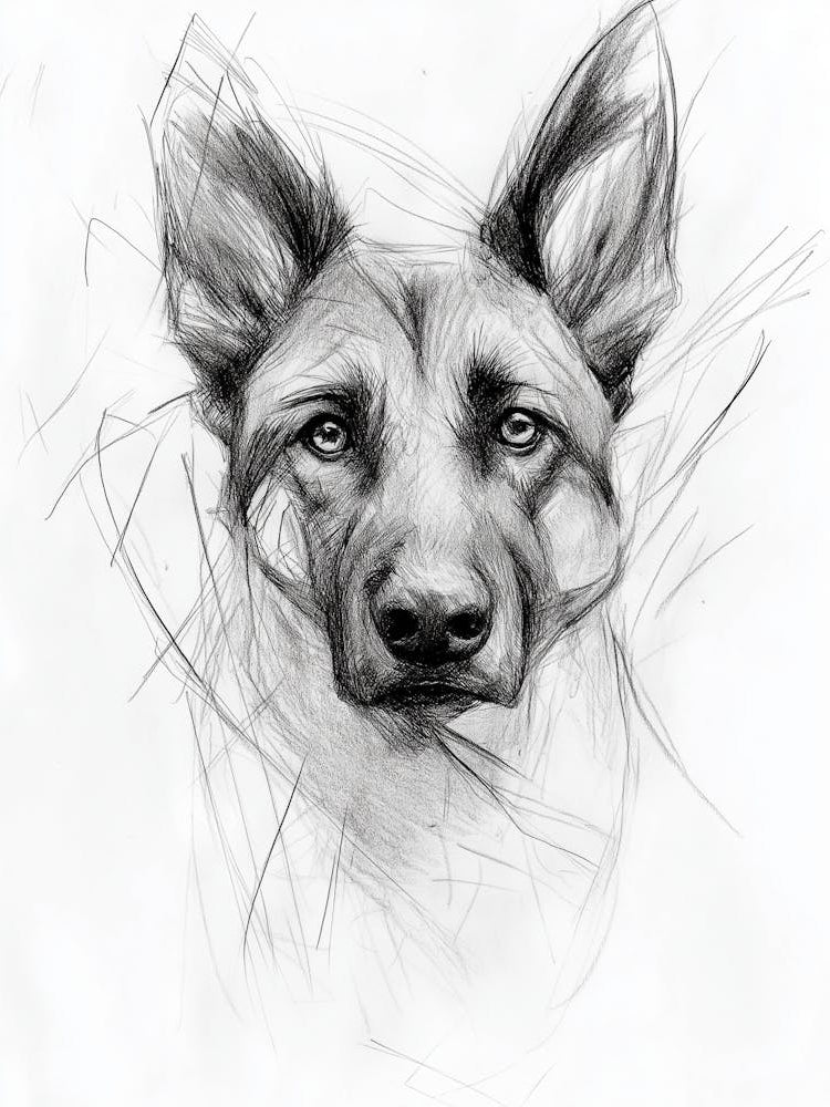 A Simple Line Drawing Of A German Shepherd Dog