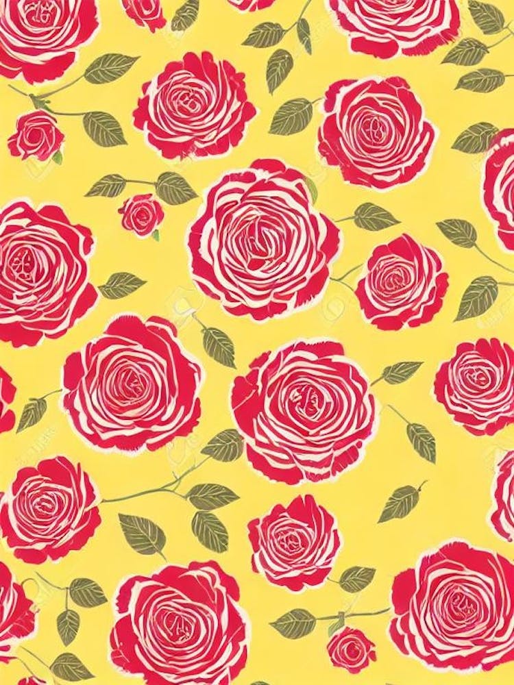 Rose Floral Print Retro Pattern 2 Flower