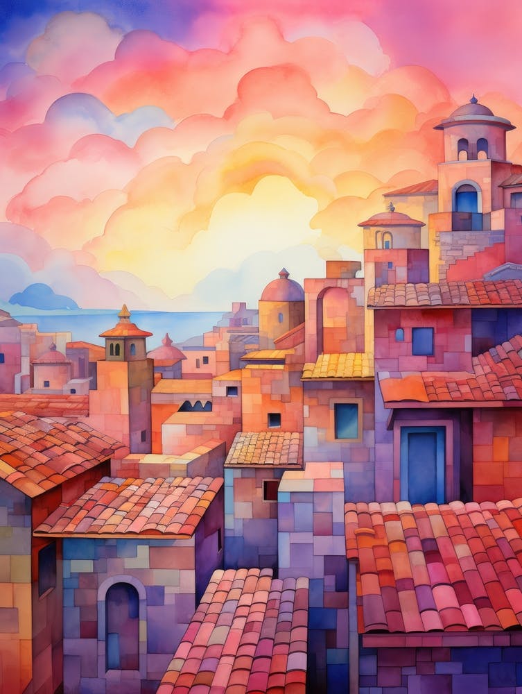 Ville au coucher du soleil