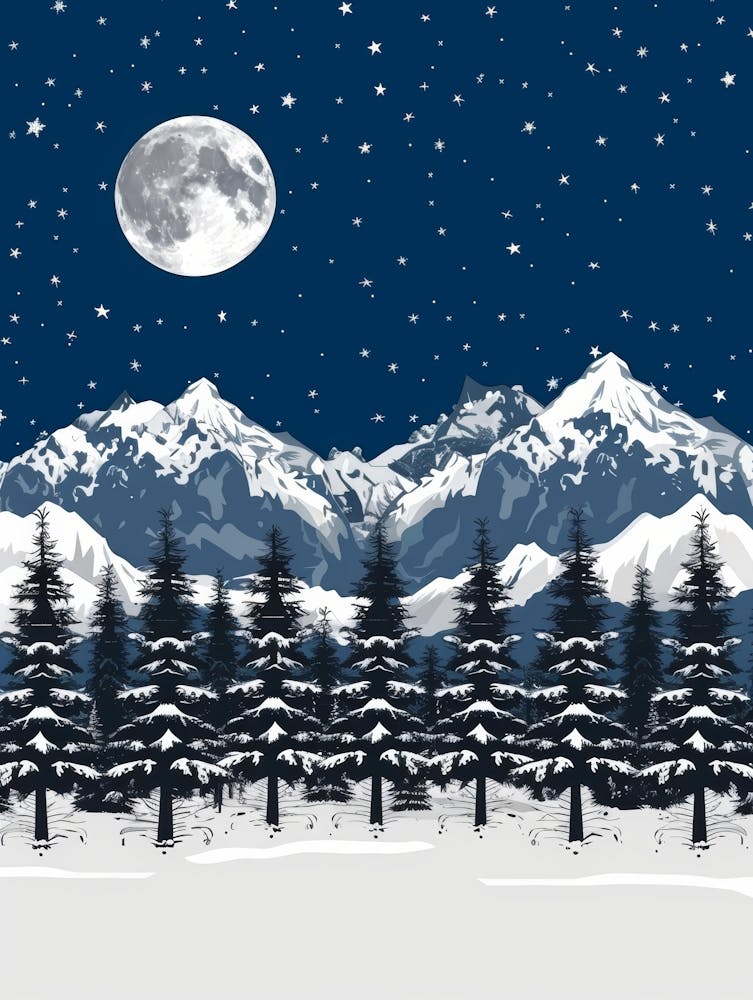 Paysage Hivernal Avec Montagnes Enneigées 1