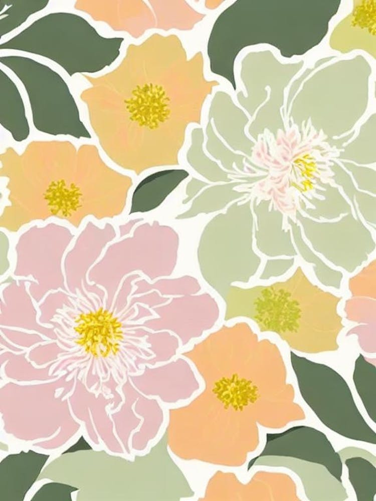 Peony Pastel Floral 3 Flower