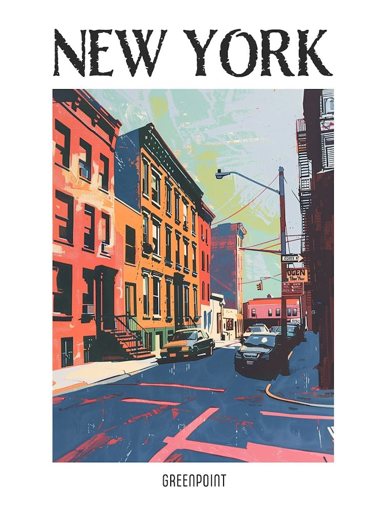 Greenpoint New York Colourful Silkscreen Illustration 3 Poster