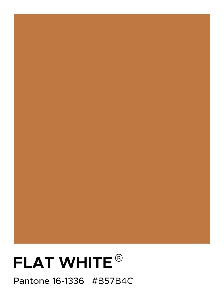 Flat White Coffee Pantone, cool, coffee, latte, kitchen, decor, cute, colorful, minimal, modern, pantone, mood, vibes, cafe, vibing, caffeine