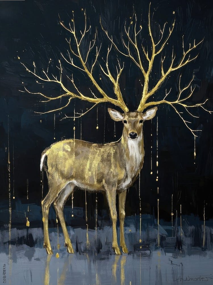Gold Deer Canvas Print 1