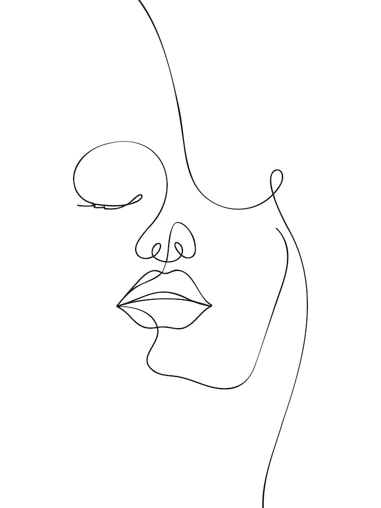 One Line Drawing Of A Woman'S Face