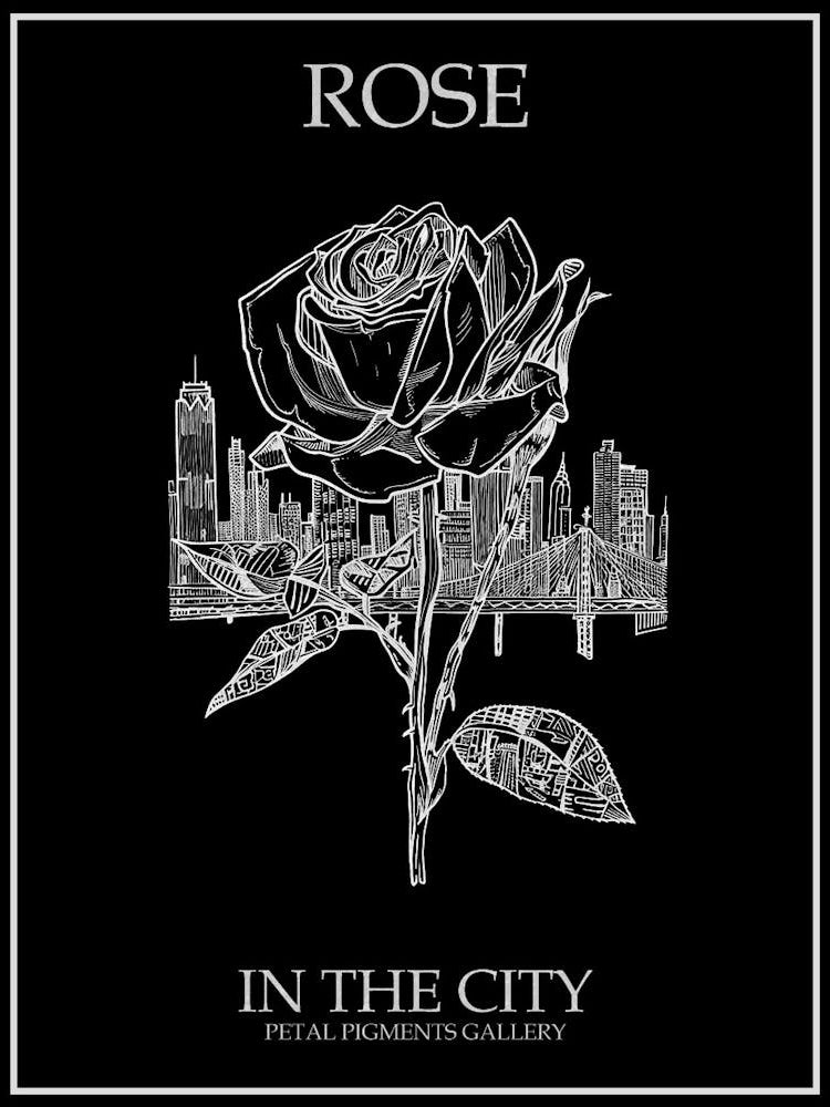Rose In The City Line Drawing 1 Poster Inverted