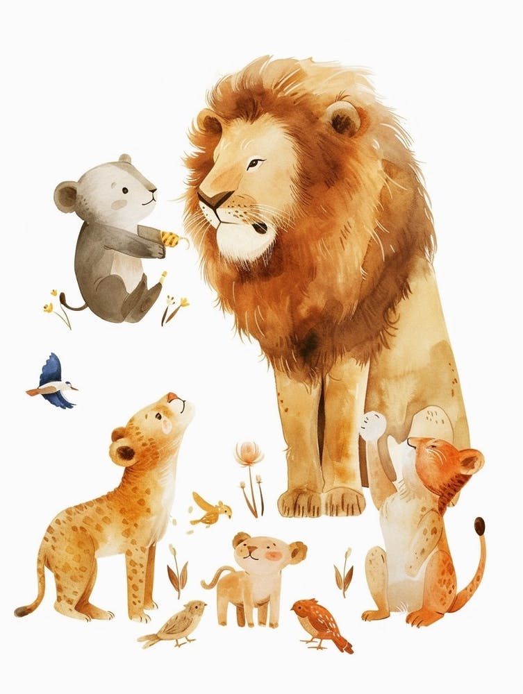 African Lion Interaction With Other Wildlife Clipart 4