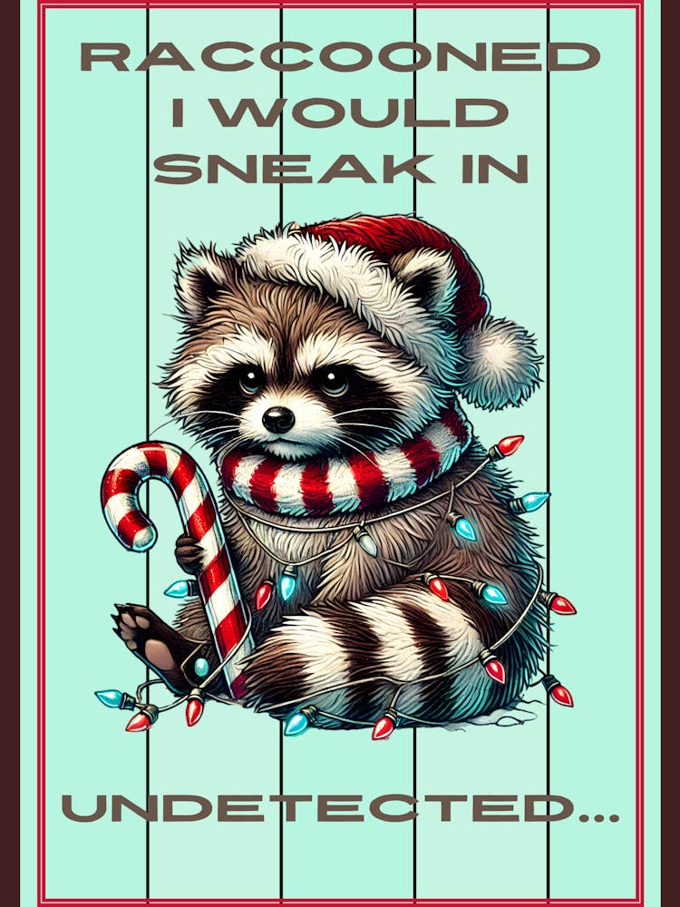 Cute Mint Raccoon in Lights