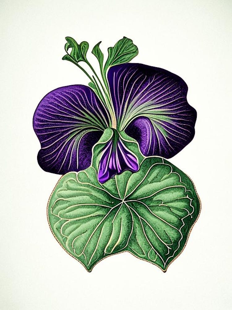 Sweet Violet Leaf Vintage Botanical 1