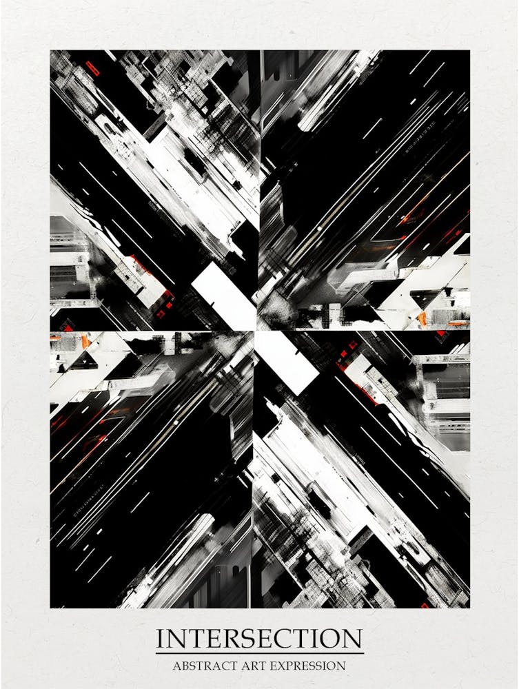 Intersection Abstract Black And White 5 Poster