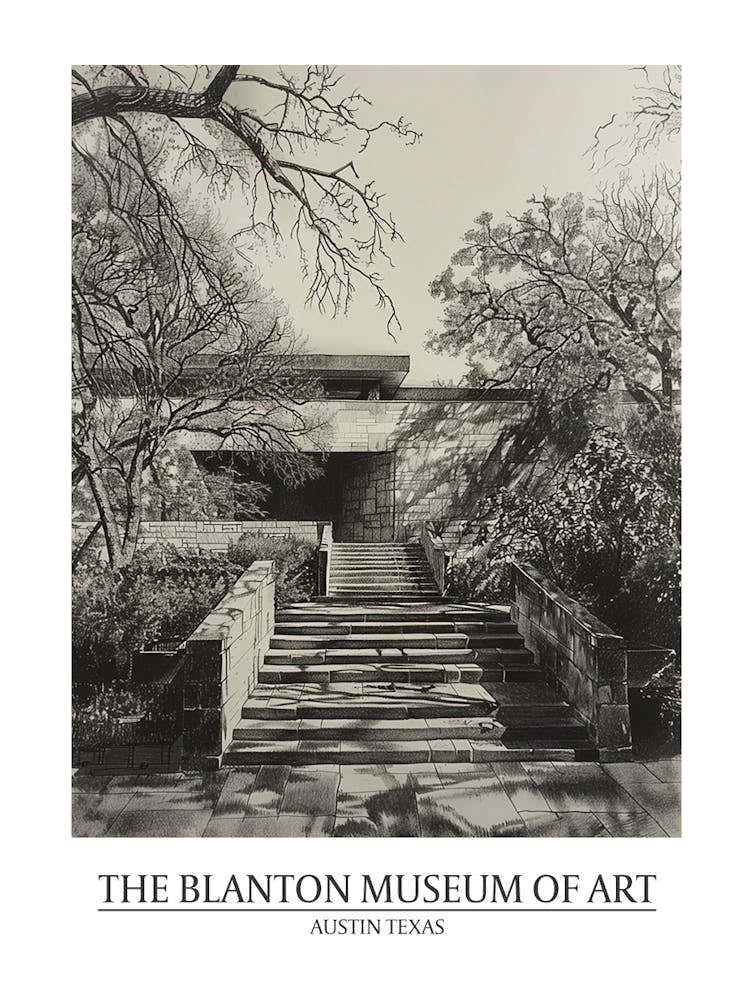 The Blanton Museum Of Art Austin Texas Black And White Drawing 2 Poster