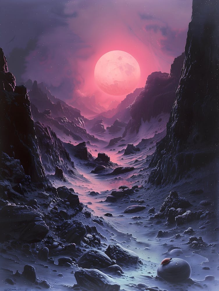 Rocky Landscape, Bichromatic, Surrealism, Impressionism