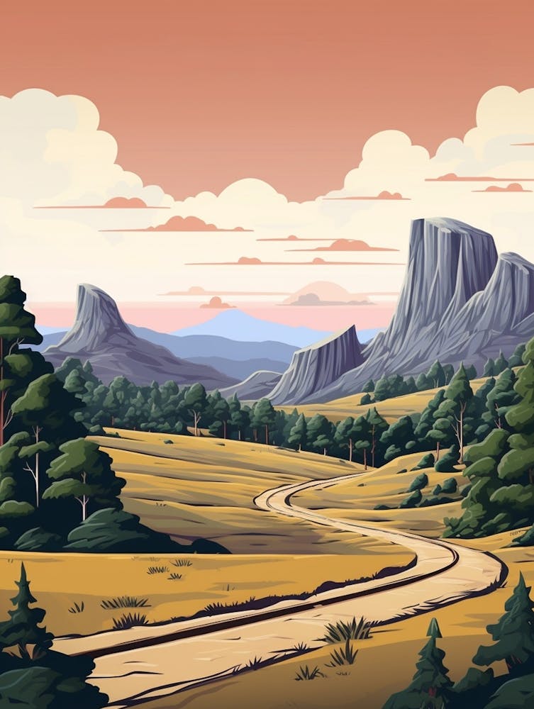 Overland Track Australia 1 Vintage Travel Illustration