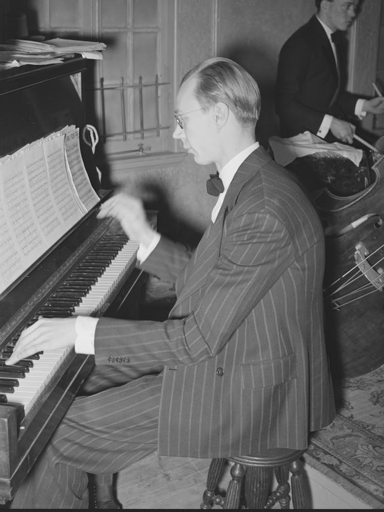 Piano Player With The Orchestra At A Dance During The San Angelo Fat Stock Show, San Angelo, Texas By Russell Lee