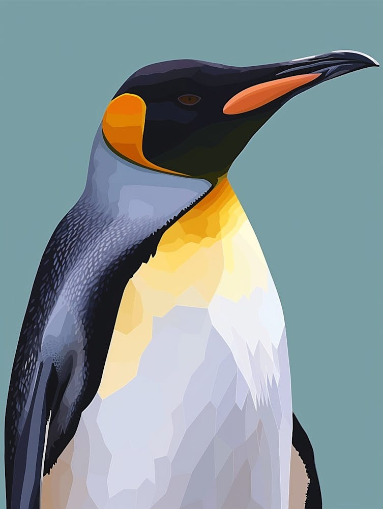 King Penguin Cuverville Island Minimalist Illustration 2