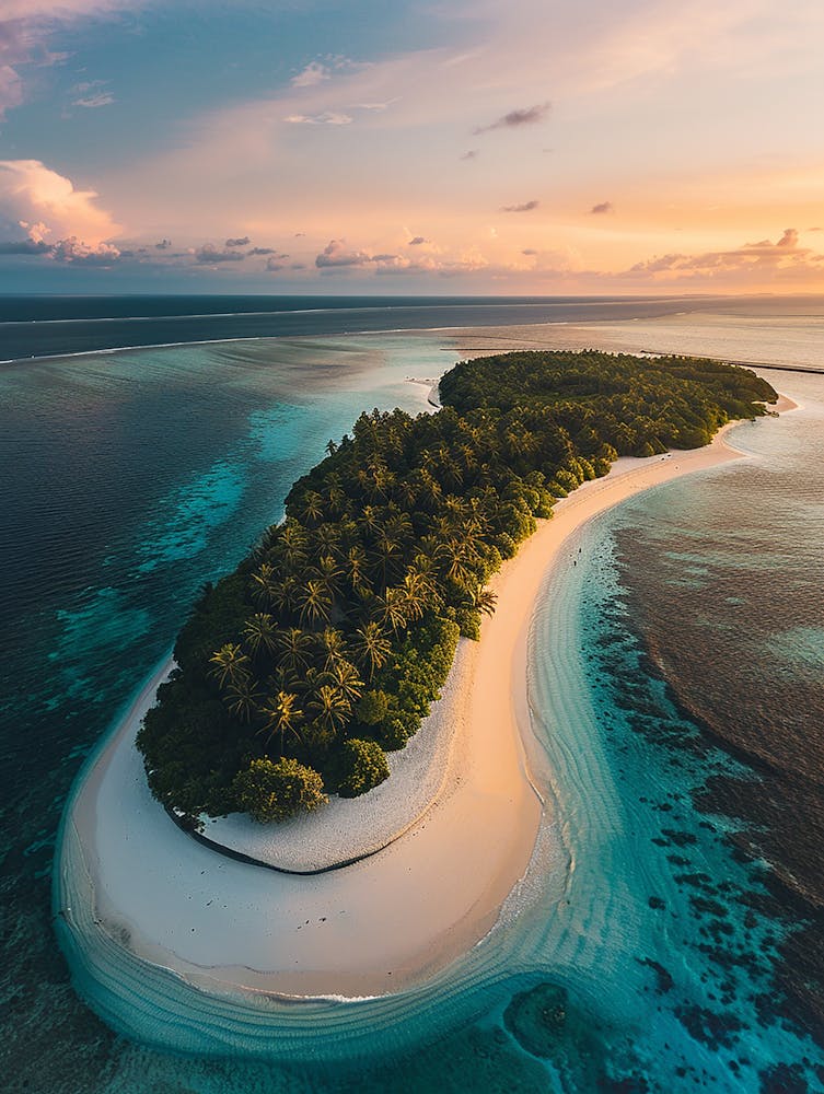 Island At Sunset In The Maldives 1